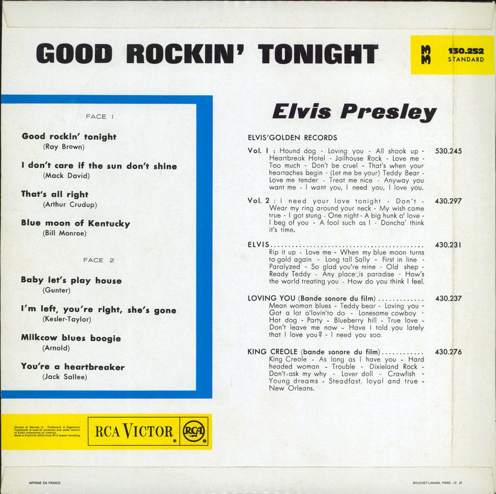 Elvis Presley Good Rockin' Tonight French 10" vinyl single (10 inch record)