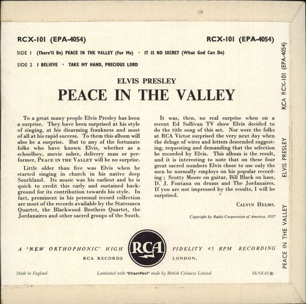 Elvis Presley Peace In The Valley - 6th - 8.61 UK 7" vinyl single (7 inch record / 45)