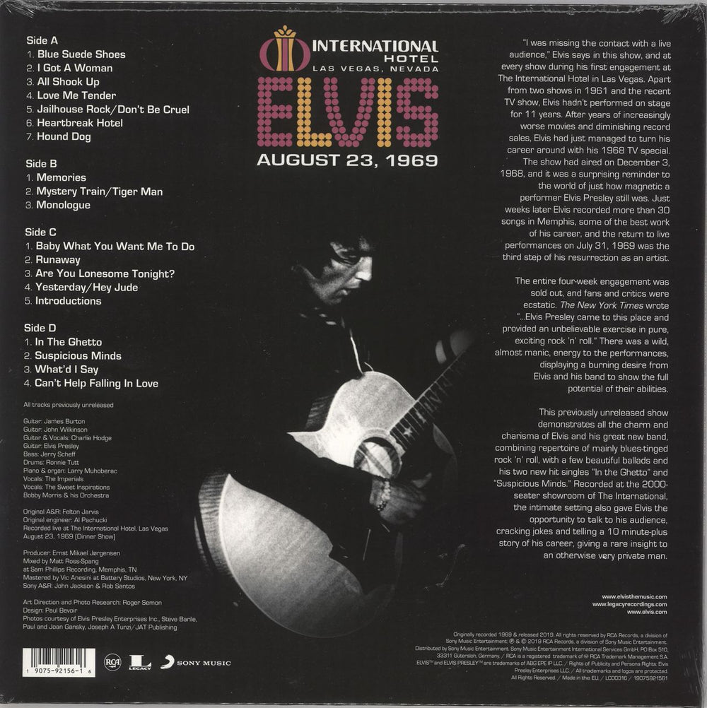 Elvis Presley The International Hotel, Las Vegas, Nevada, August 23, 1969 - RSD19 - Sealed UK 2-LP vinyl record set (Double LP Album) 190759215616