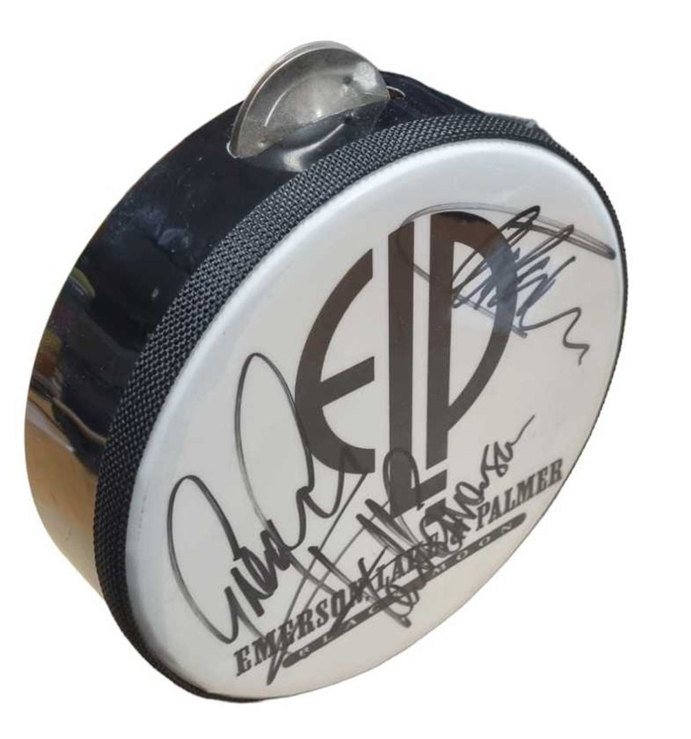 Emerson Lake & Palmer Black Moon - Tambourine Fully Autographed UK memorabilia ELPMMBL805949