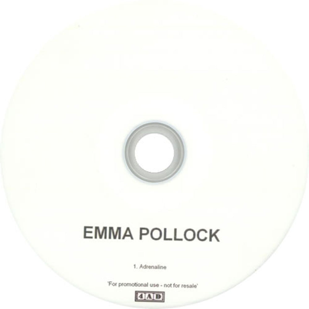 Emma Pollock Adrenaline UK Promo CD-R acetate CD-R ACETATE