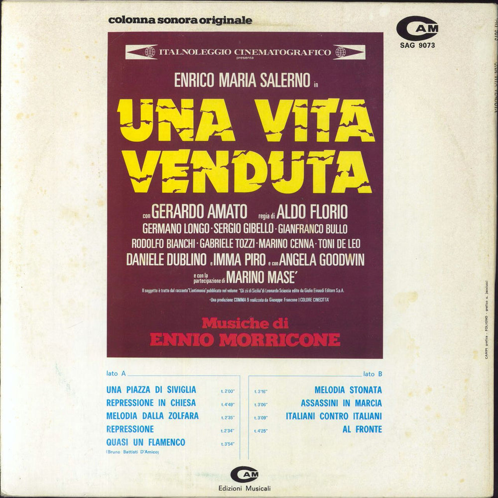 Ennio Morricone Una Vita Venduta Italian vinyl LP album (LP record)