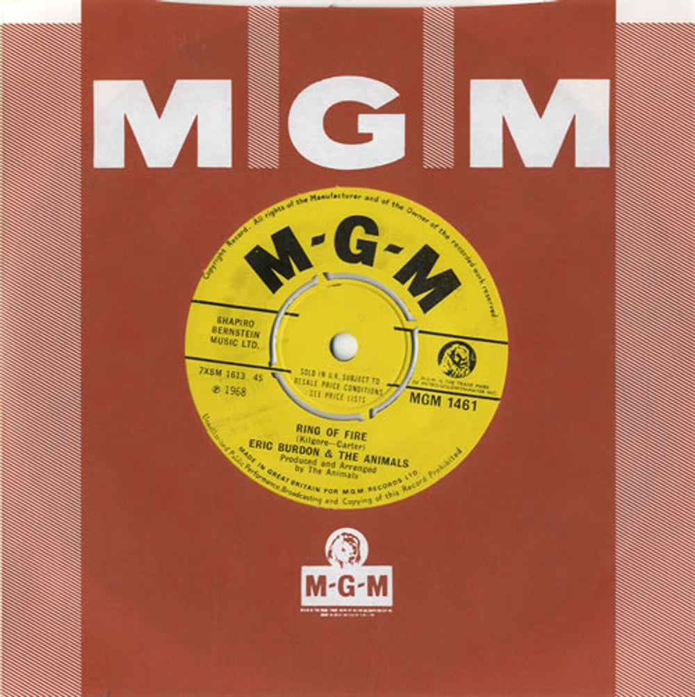 Eric Burdon & The Animals Ring Of Fire UK 7" vinyl single (7 inch record / 45) MGM1461