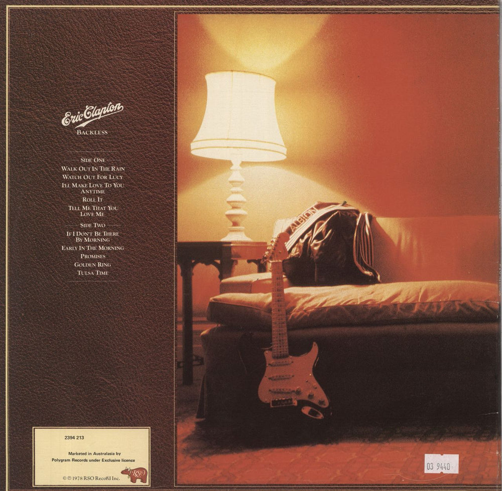 Eric Clapton Backless Australian vinyl LP album (LP record)