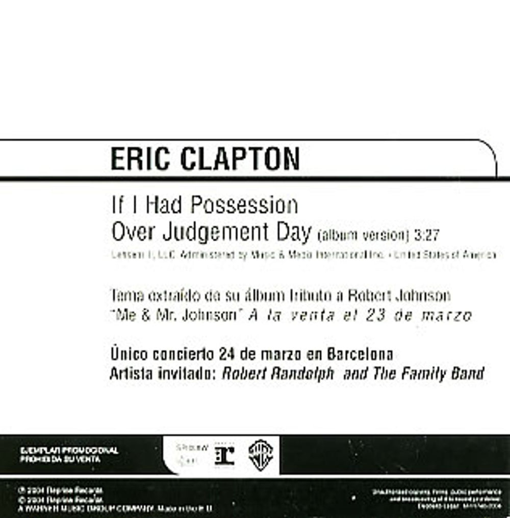 Eric Clapton If I Had Possession Over Judgement Day Spanish Promo CD single (CD5 / 5") CLPC5IF284184