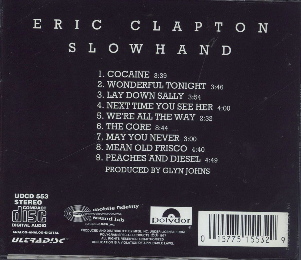 Eric Clapton Slowhand - Gold Disc US CD album (CDLP) 015775155329