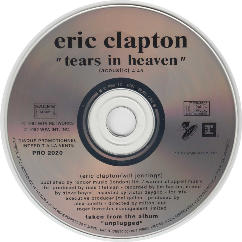 Eric Clapton Tears In Heaven French Promo CD single (CD5 / 5") PRO2020