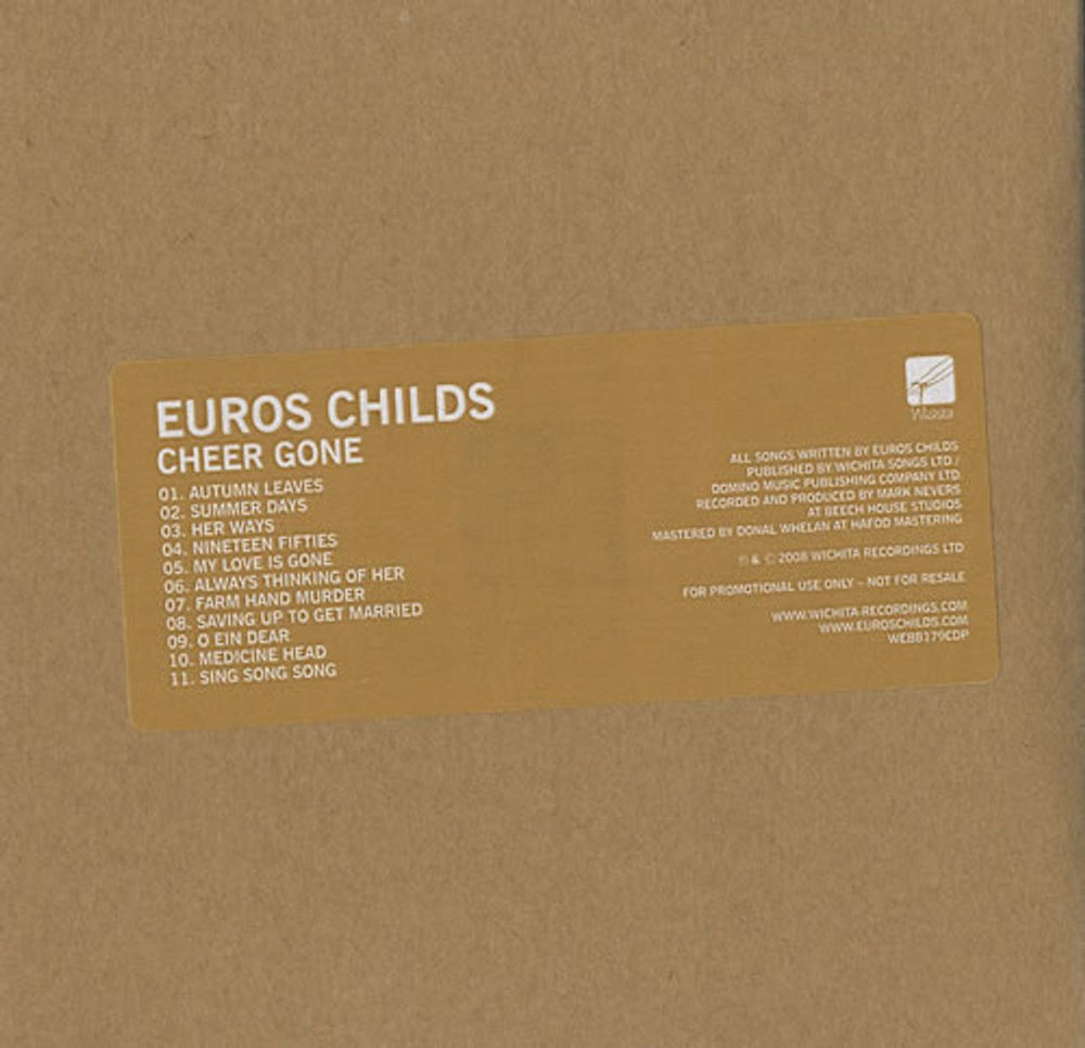 Euros Childs Cheer Gone UK Promo CD album (CDLP) WEBB179CDP