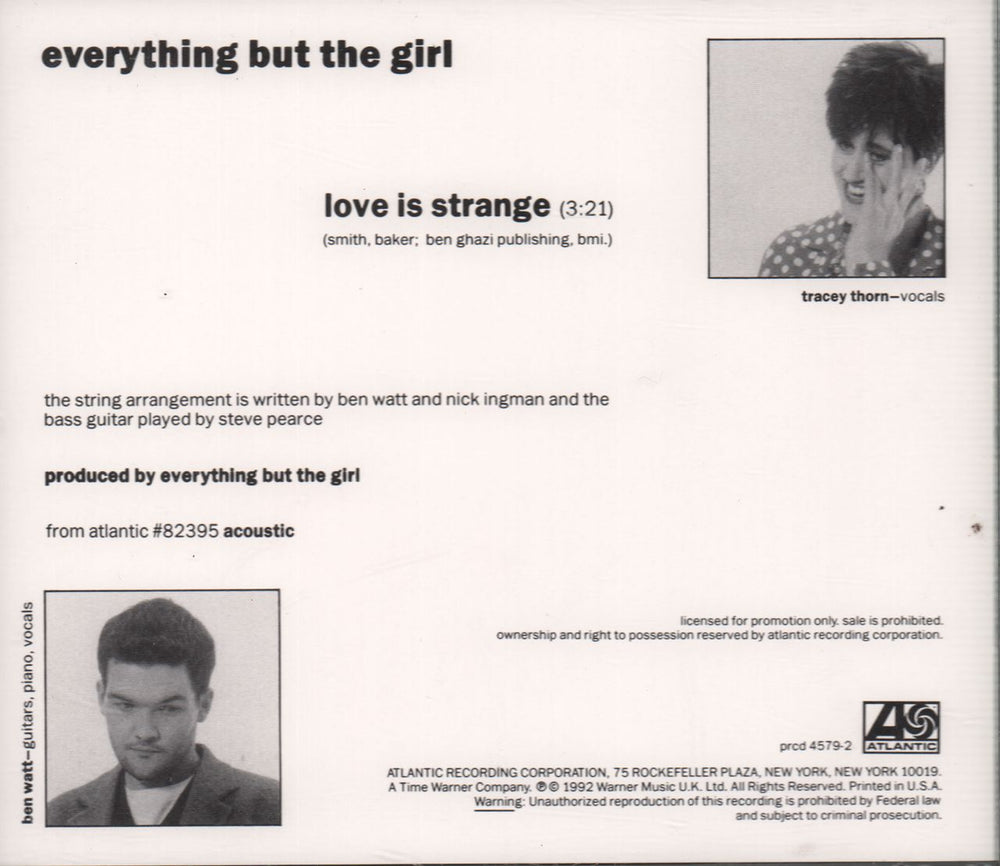 Everything But The Girl Love Is Strange US Promo CD single (CD5 / 5") PRCD-4579-2