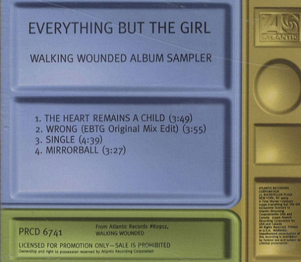 Everything But The Girl Walking Wounded - Album Sampler US Promo CD single (CD5 / 5") PRCD6741