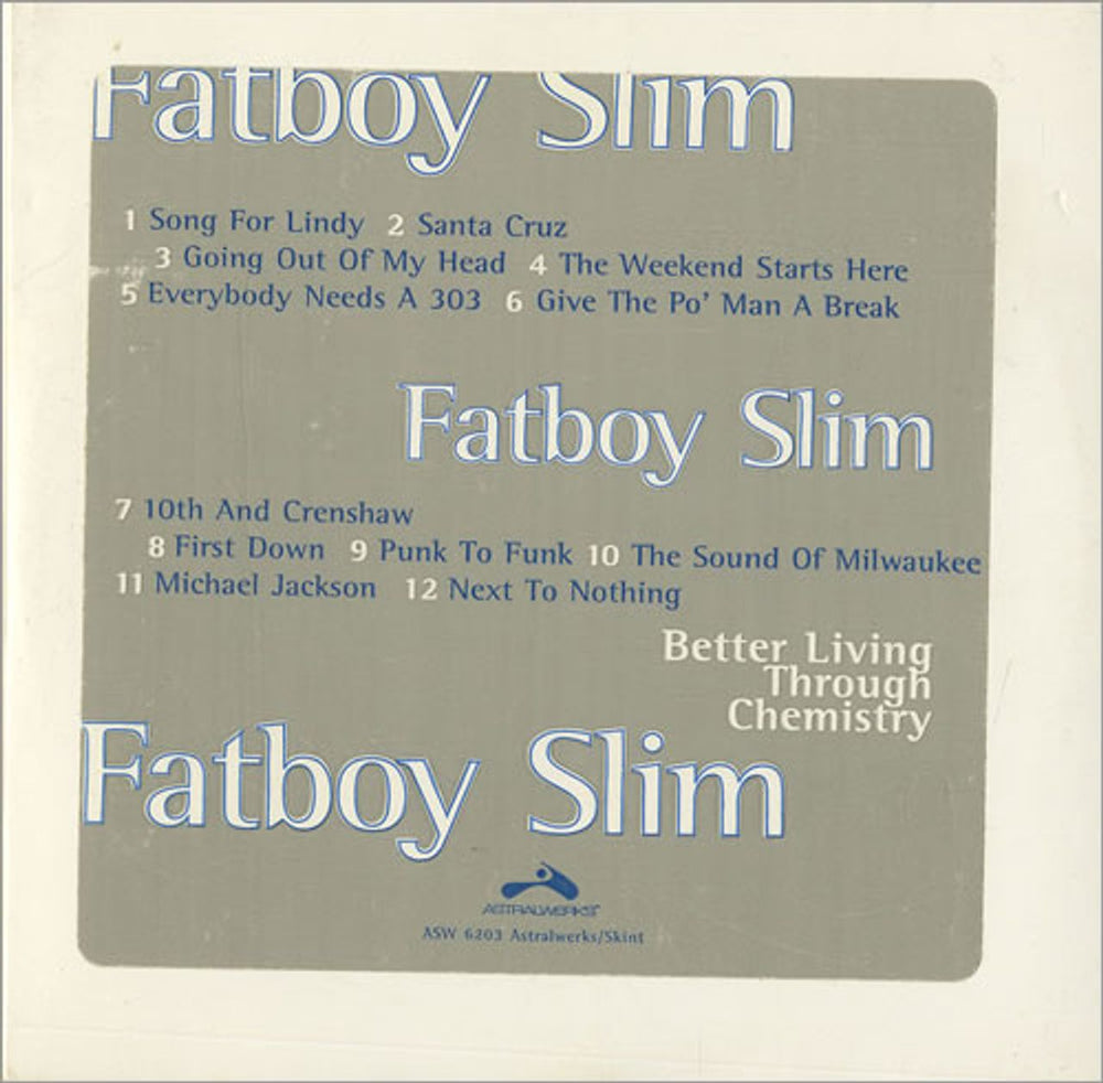 Fatboy Slim Better Living Through Chemistry US Promo CD album (CDLP) ASW6203