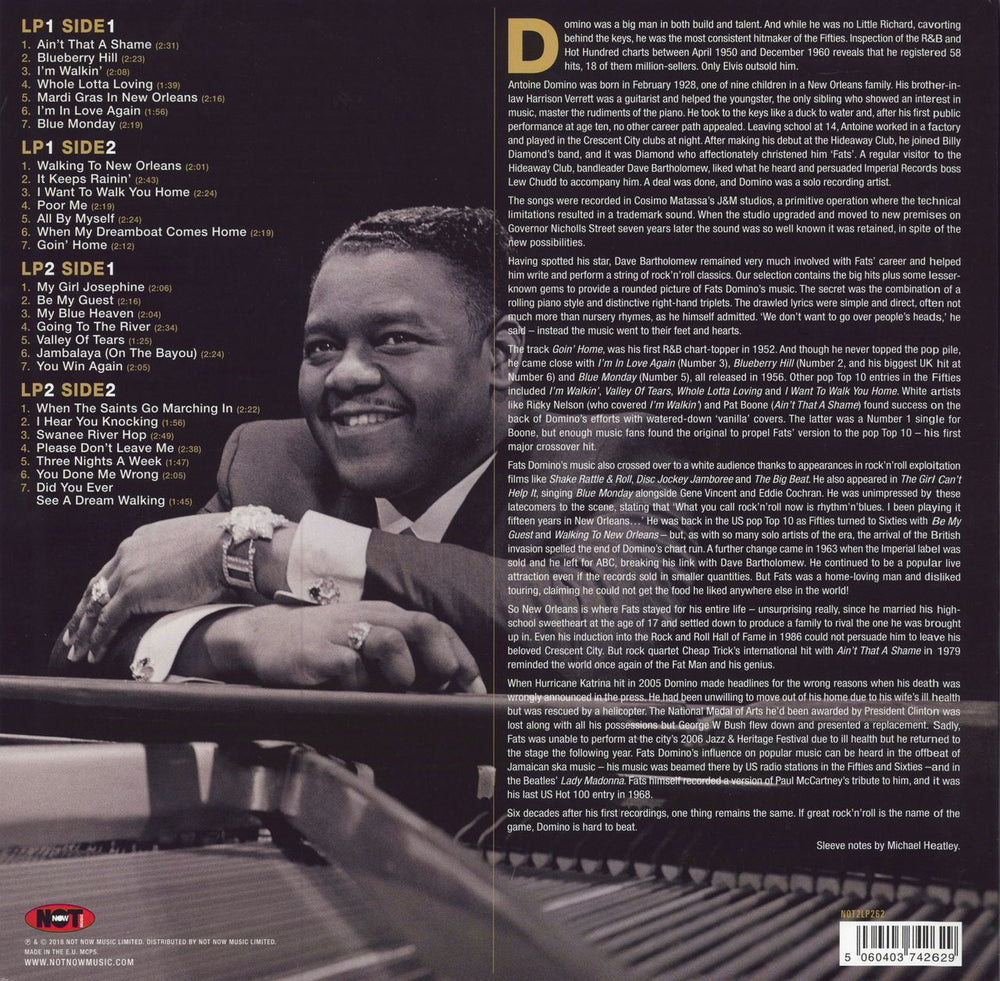 Fats Domino Greatest Hits UK 2-LP vinyl record set (Double LP Album) 5060403742629