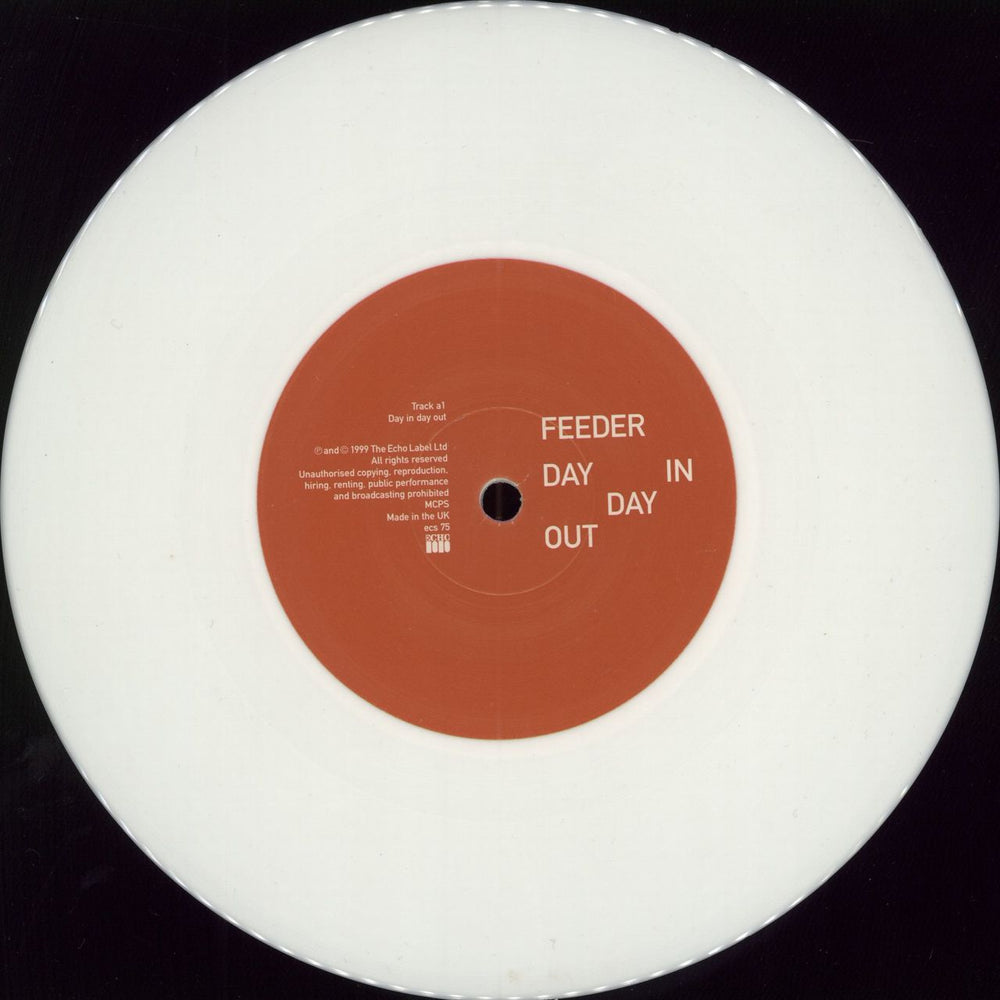 Feeder Day In Day Out - White vinyl -Autographed UK 7" vinyl single (7 inch record / 45) FEE07DA788710