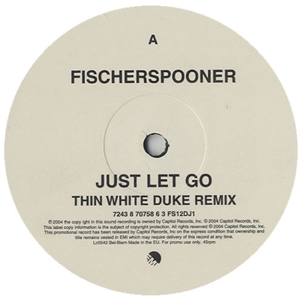 Fischerspooner Just Let Go UK Promo 12" vinyl single (12 inch record / Maxi-single) FS12DJ1