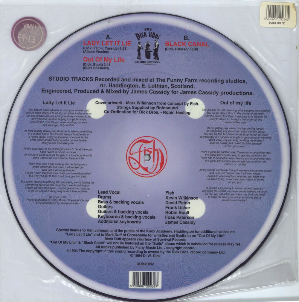 Fish Lady Let It Lie - Autographed UK 12" vinyl picture disc (12 inch picture record) 9020067200527