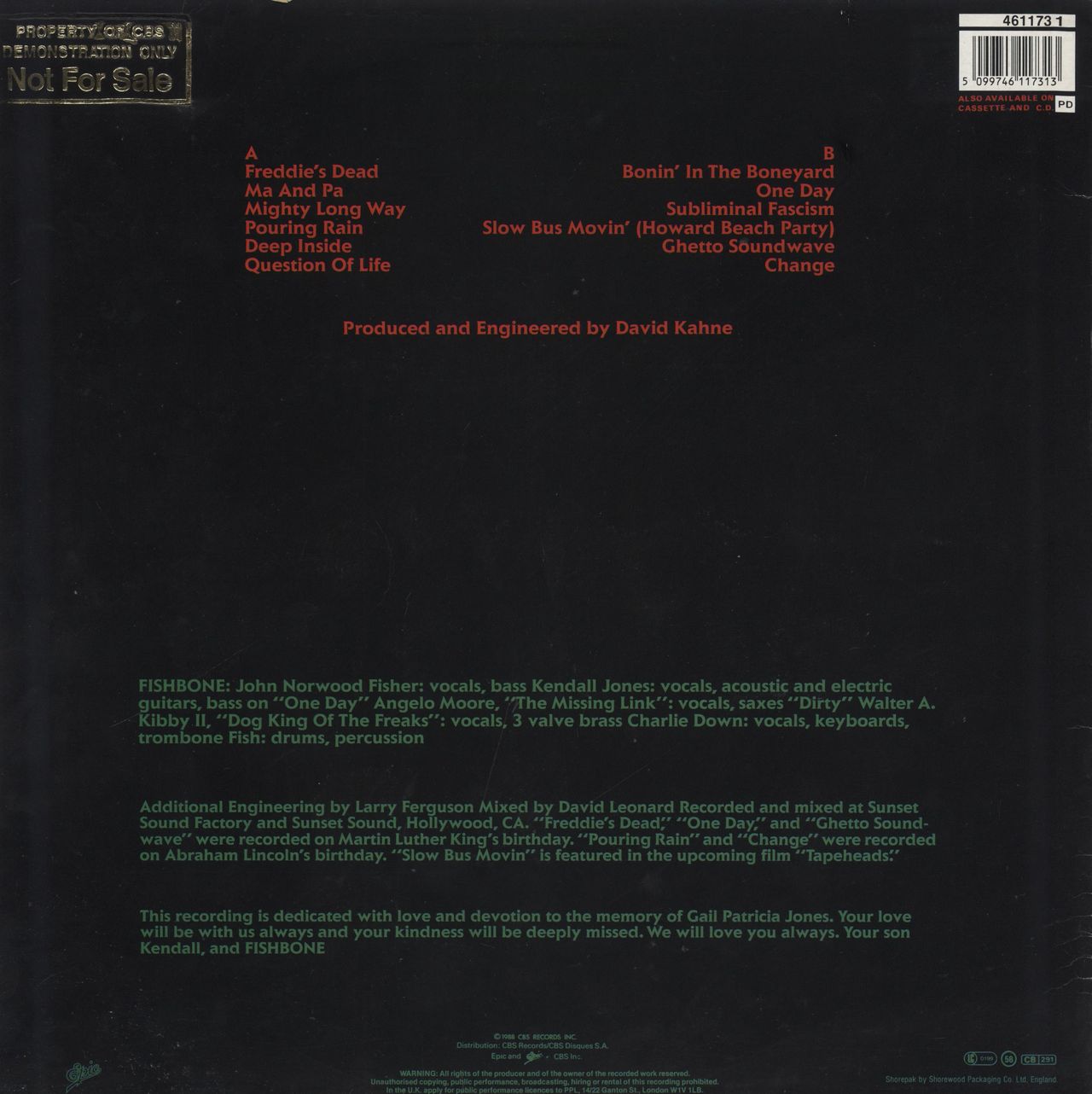 Fishbone Truth and Soul - Red Vinyl UK Vinyl LP — RareVinyl.com