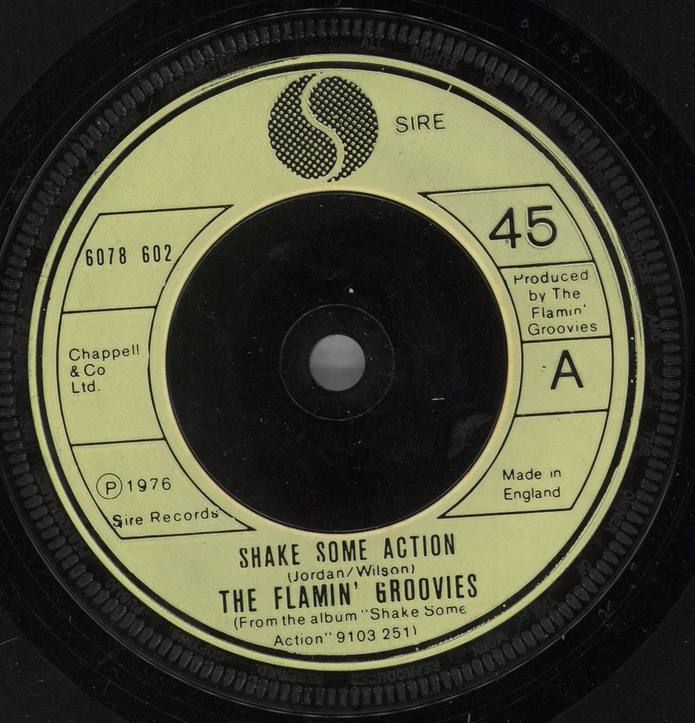 Flamin' Groovies Shake Some Action - Yellow Injection UK 7" vinyl single (7 inch record / 45) FLA07SH643023