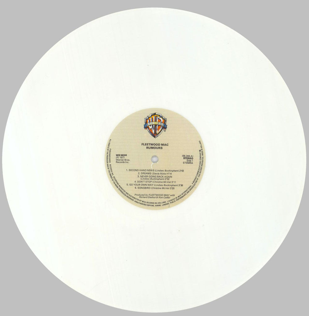 Fleetwood Mac Rumours - White Vinyl - Hype Sticker - EX Dutch vinyl LP album (LP record) MACLPRU824122