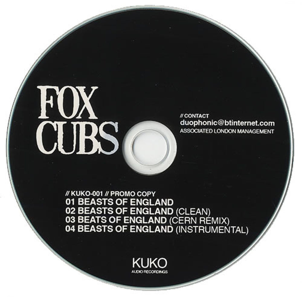 Fox Cubs Beasts Of England UK Promo CD-R acetate KUKO001