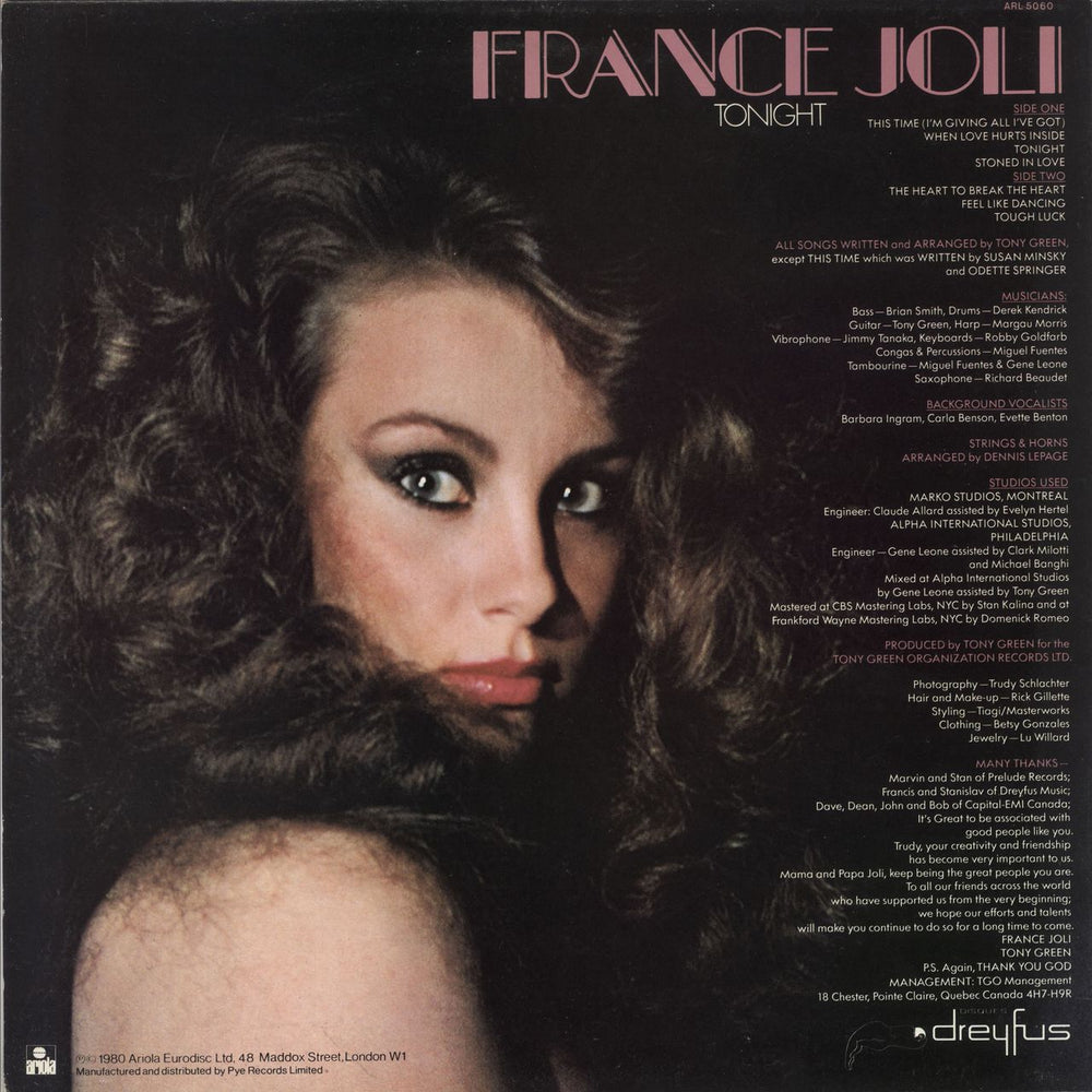 France Joli Tonight UK vinyl LP album (LP record)