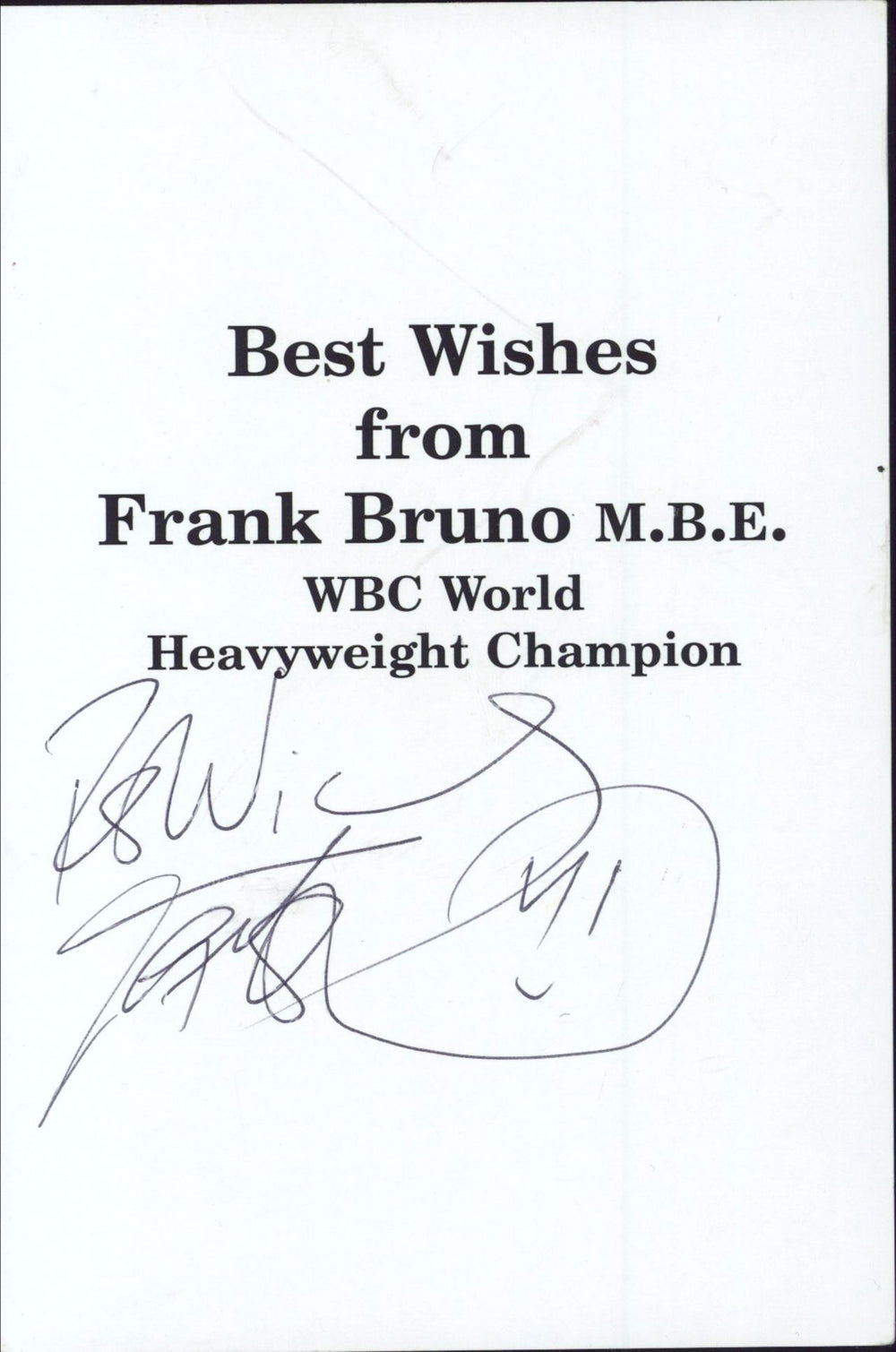 Frank Bruno Promo Photocard - Autographed UK Promo memorabilia