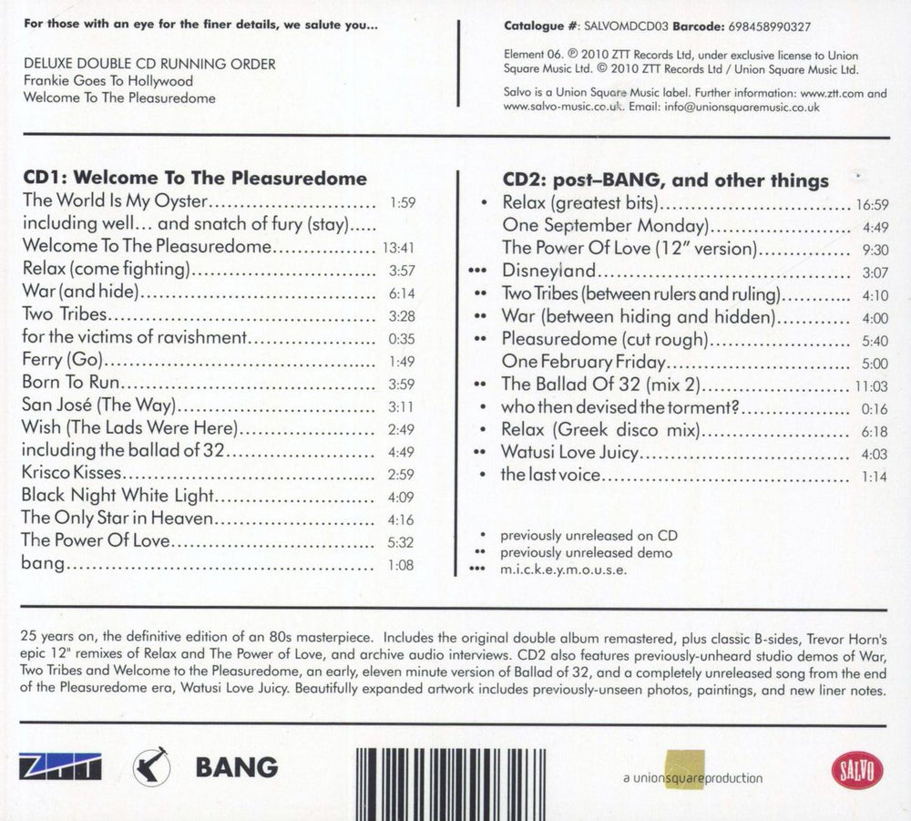 Frankie Goes To Hollywood Welcome To The Pleasuredome UK 2 CD album set (Double CD) 698458990327