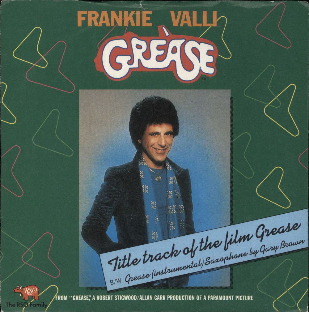 Frankie Valli Grease + UK P/s South African 7" vinyl single (7 inch record / 45) RSO12