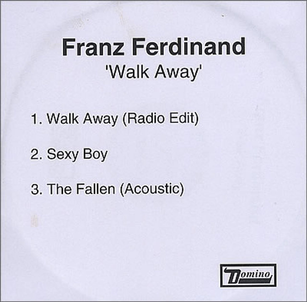 Franz Ferdinand Walk Away UK CD-R acetate CDR ACETATE