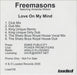 Freemasons Love Is On My Mind - Remixes UK Promo CD single (CD5 / 5") LOAD106CDP