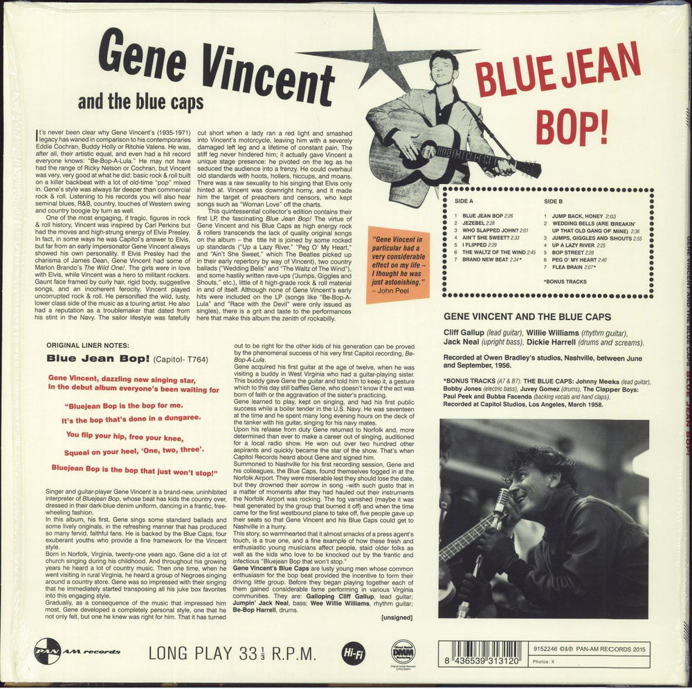 Gene Vincent Bluejean Bop + Shrink US vinyl LP album (LP record) 8436539313120