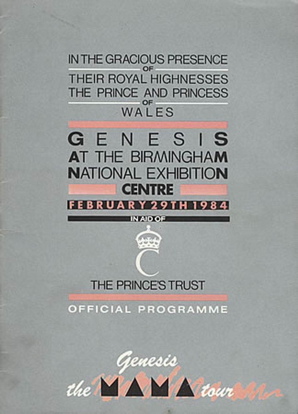 Genesis The Mama Tour - In Aid Of The Prince's Trust UK tour programme