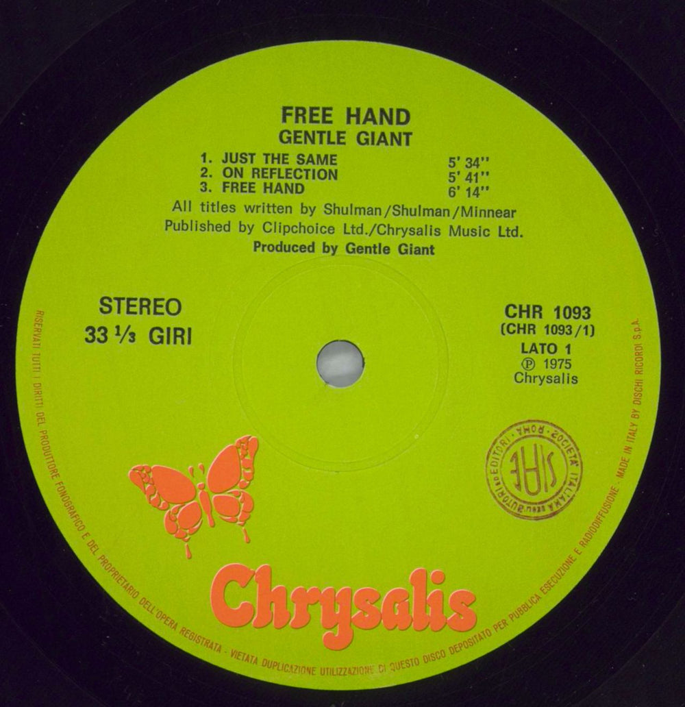 Gentle Giant Free Hand - + Inner - EX Italian vinyl LP album (LP record) GTLLPFR823315