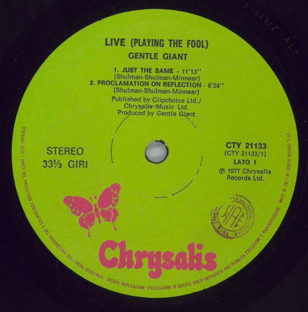 Gentle Giant Live - Playing The Fool Italian 2-LP vinyl record set (Double LP Album) GTL2LLI823310