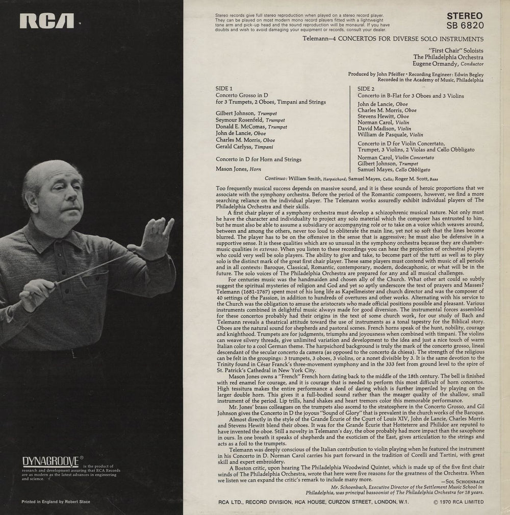 Georg Philipp Telemann 4 Concertos For Diverse Solo Instruments UK vinyl LP album (LP record)