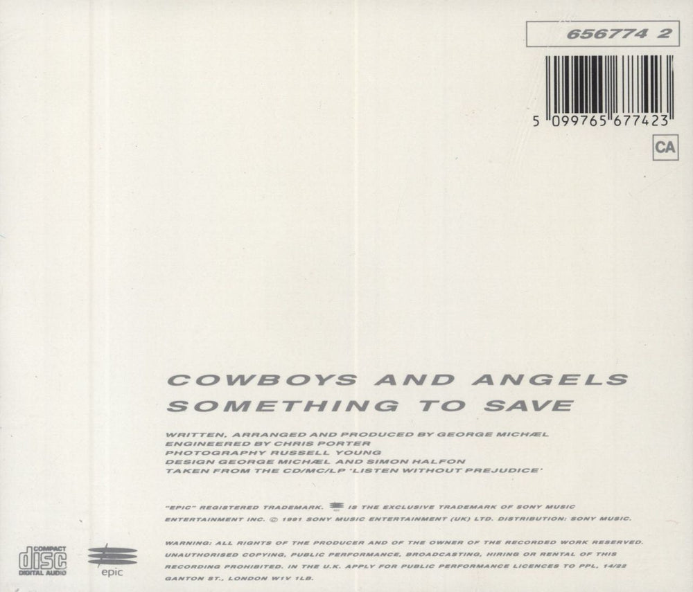 George Michael Cowboys And Angels UK CD single (CD5 / 5") 5099765677423