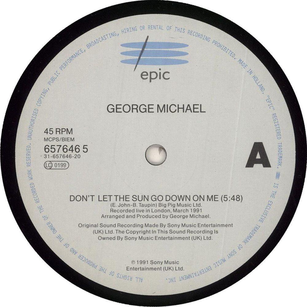 George Michael Don't Let The Sun Go Down On Me - Hype Sticker + Poster UK 12" vinyl single (12 inch record / Maxi-single) 5099765764659