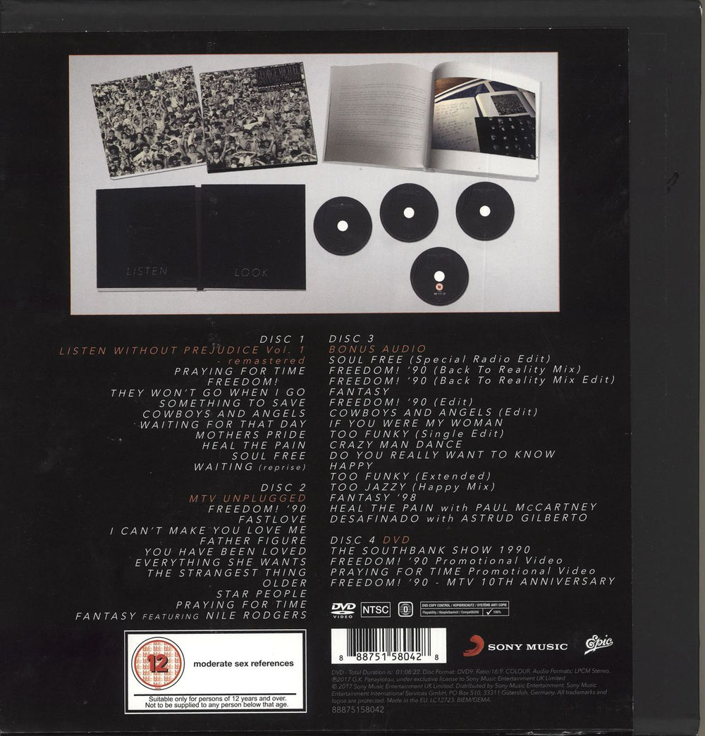 George Michael Listen Without Prejudice + MTV Unplugged UK CD Album Box Set 88875158042