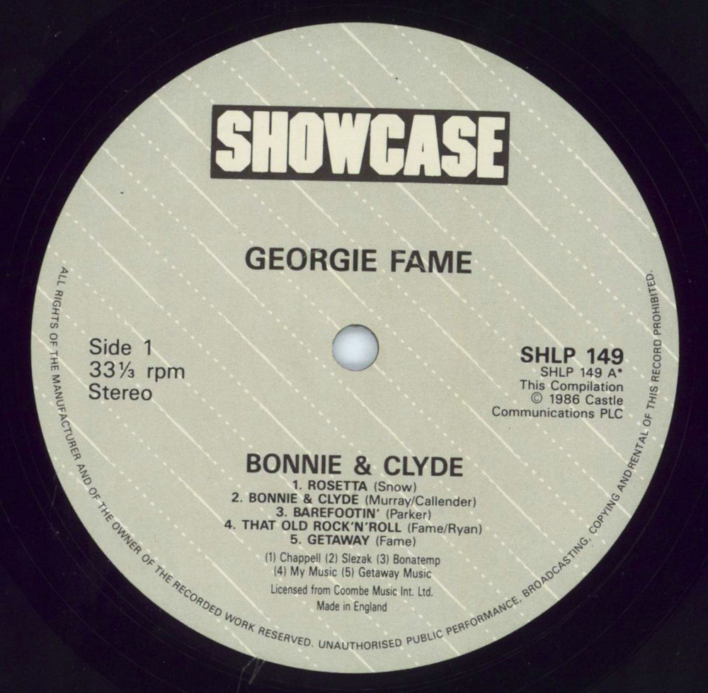 Georgie Fame Bonnie & Clyde UK vinyl LP album (LP record) GFMLPBO243914