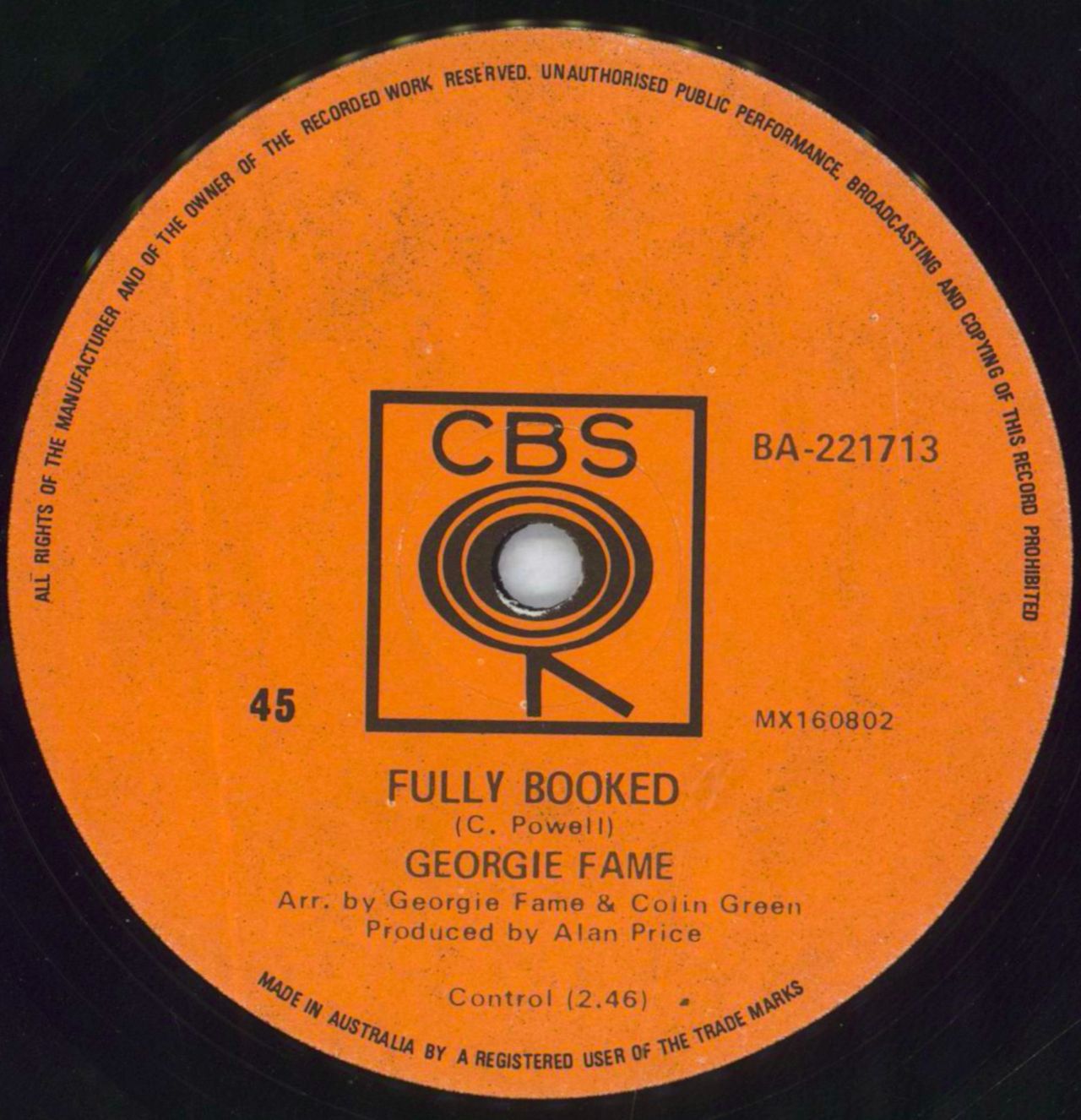 Georgie Fame Seventh Son - Solid Australian Promo 7