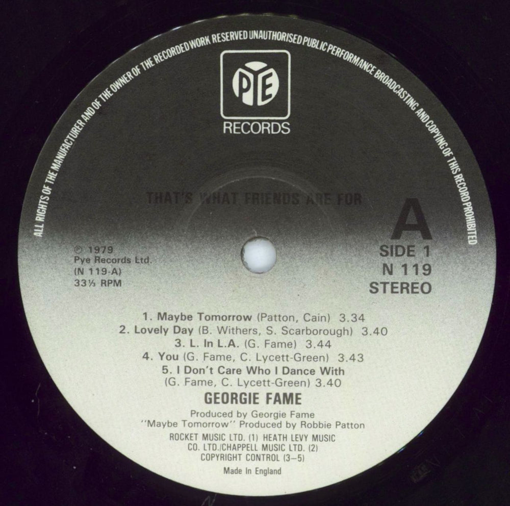 Georgie Fame That's What Friends Are For UK vinyl LP album (LP record) GFMLPTH805919