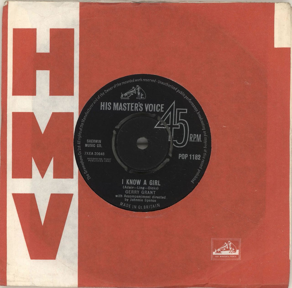 Gerry Grant I Know A Girl UK 7" vinyl single (7 inch record / 45) POP1182