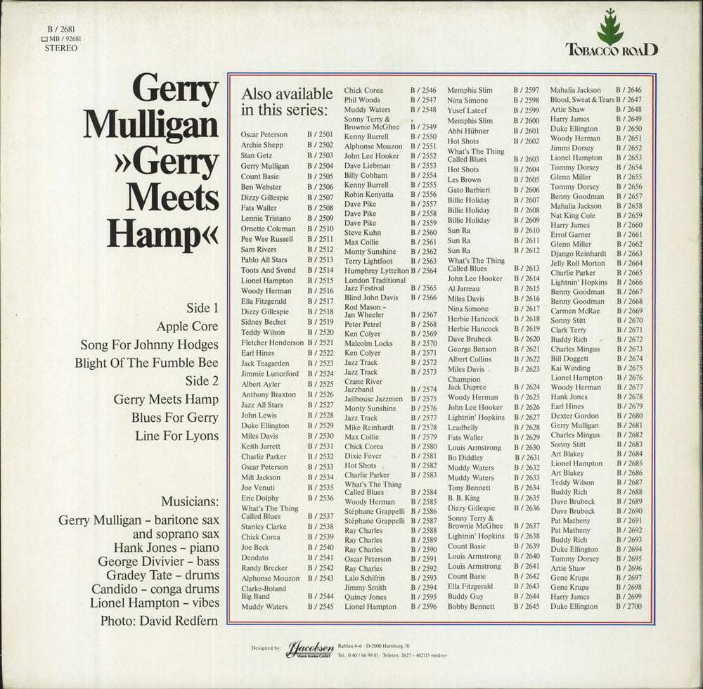 Gerry Mulligan Gerry Meets Hamp German vinyl LP album (LP record)