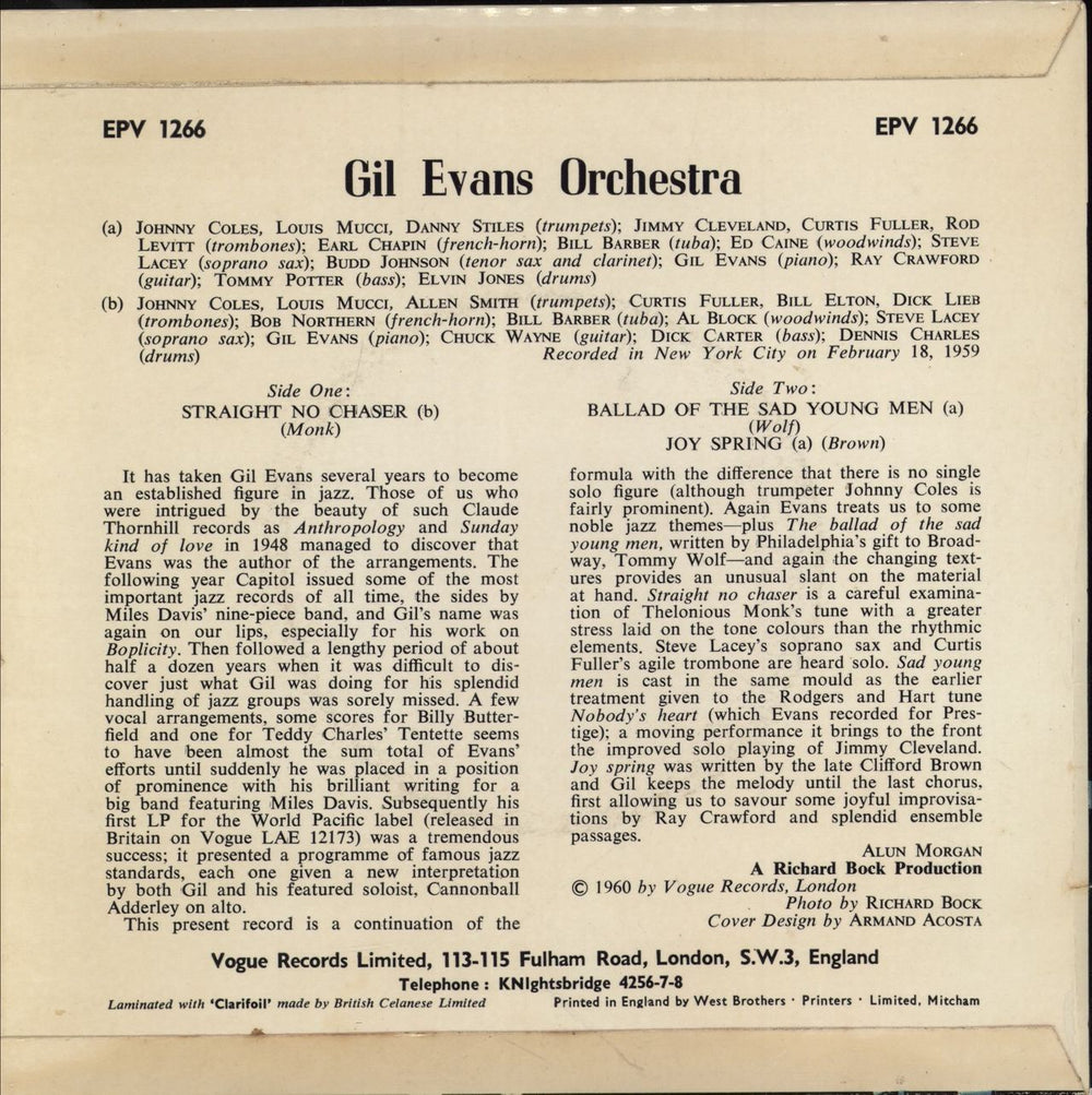 Gil Evans Gil Evans Orchestra UK 7" vinyl single (7 inch record / 45)