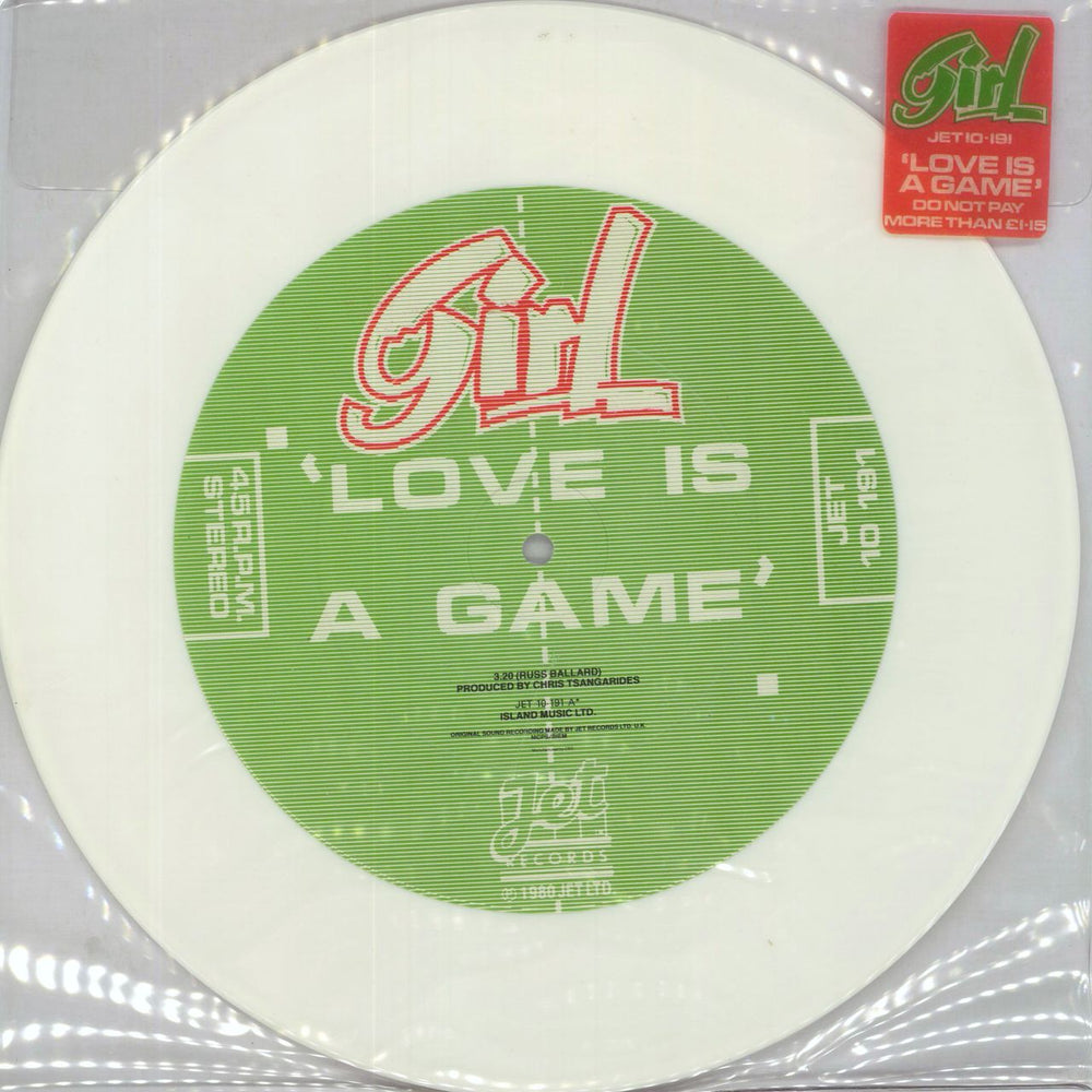 Girl Love Is A Game - White Vinyl - Hype Stickered UK 10" vinyl single (10 inch record) JET10191