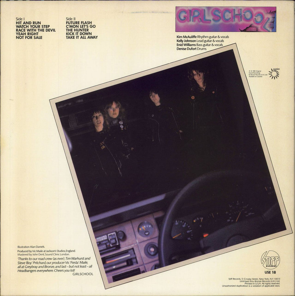 Girlschool Hit And Run US vinyl LP album (LP record)