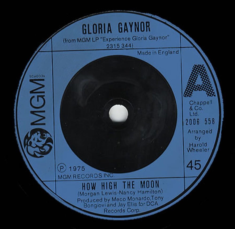 Gloria Gaynor How High The Moon UK 7" vinyl single (7 inch record / 45) 2006558