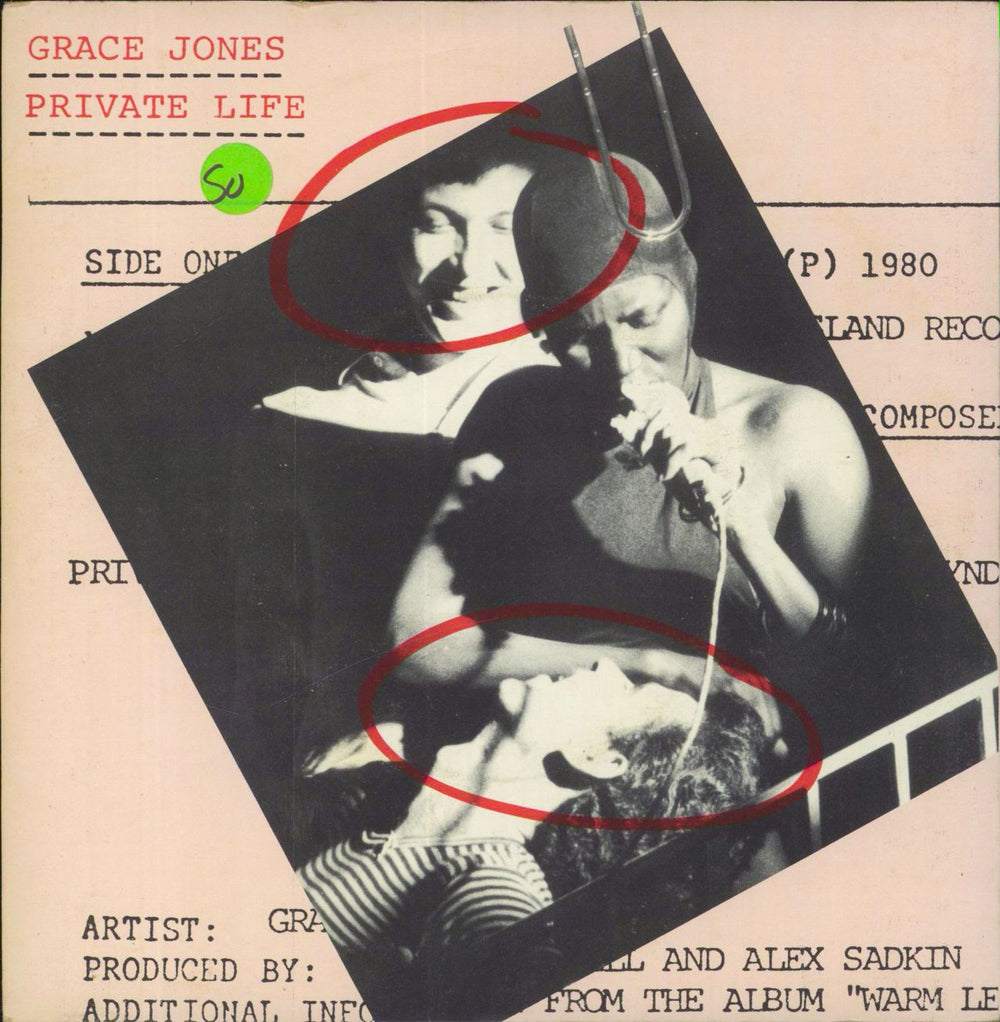 Grace Jones Private Life - P/S UK Promo 7" vinyl single (7 inch record / 45) WIP6629