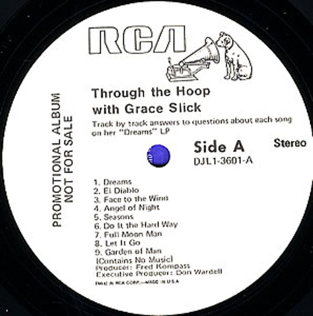 Grace Slick Through The Hoop US Promo vinyl LP album (LP record) GSKLPTH105773
