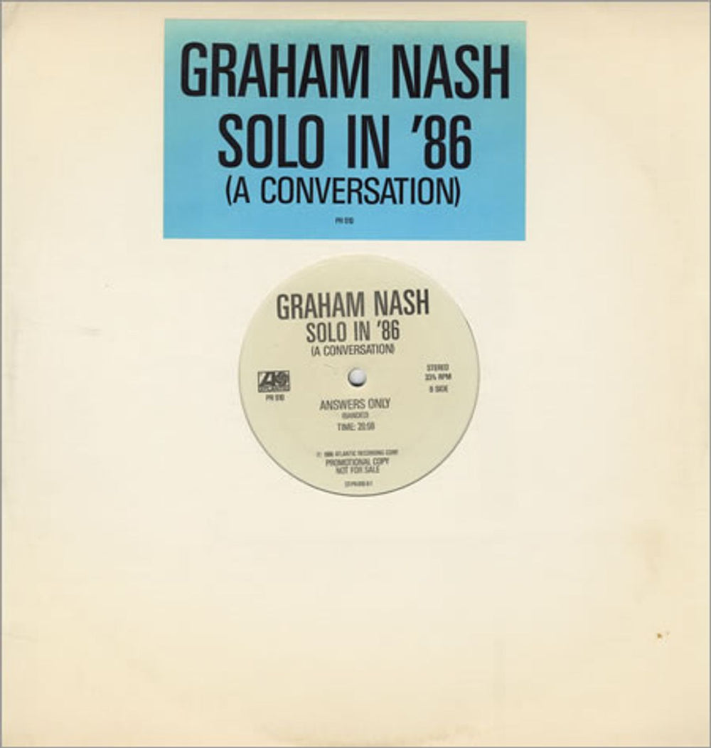 Graham Nash Solo In '86 US Promo vinyl LP album (LP record) PR910