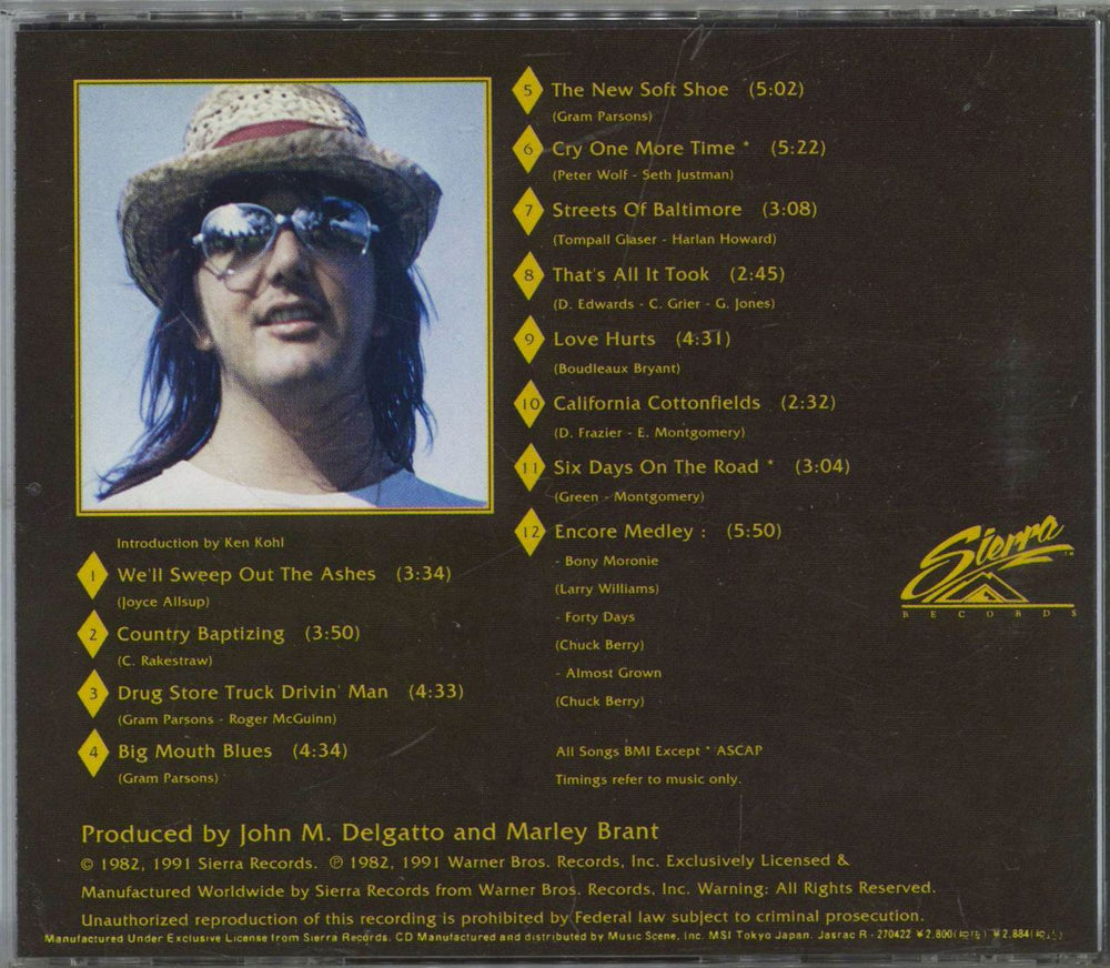 Gram Parsons Live 1973 Japanese CD album (CDLP)